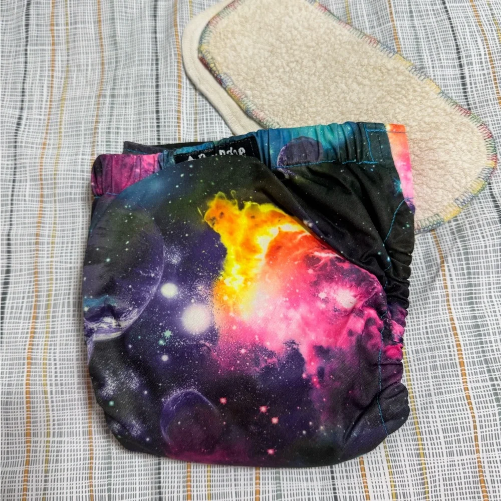 Ragababe Galaxy Print and Camo Print Cloth Diaper Set, AIO Size Large